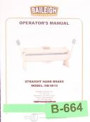 Baileigh-Baileigh HB-9612 Hand Brake, Operations and Parts Manual-HB-9612-01